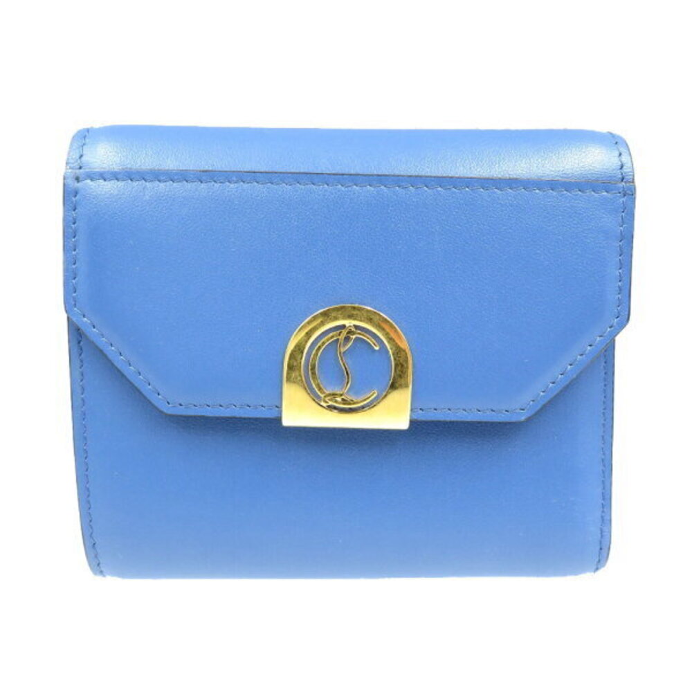 Christian Louboutin Eliza Compact Wallet leather blue red tri fold